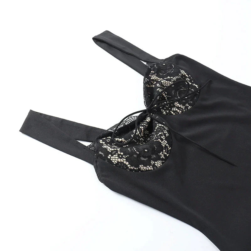 A-Line Lace Mini Jurk met Gevoerde Breed Strap en Kant