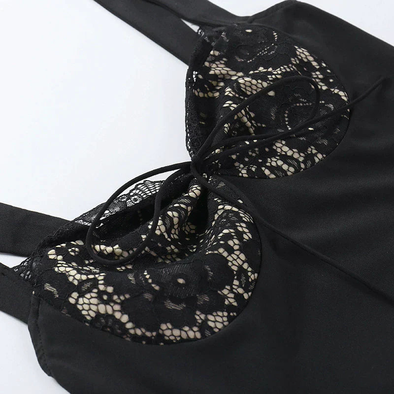 A-Line Lace Mini Jurk met Gevoerde Breed Strap en Kant