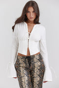 CALORA_ Elegante witte kanten top voor dames van Sorrelina